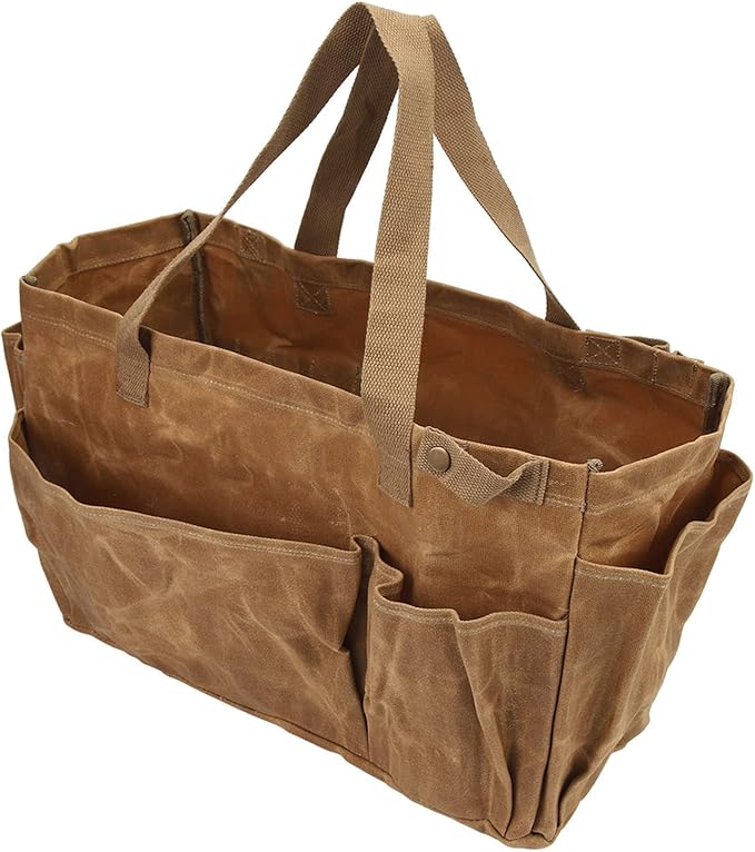 Diydeg Garden Tool Bag, Tool Bag Large Garden Tool Organizer Gardening Tote Bag Organizer Tool Storage Bag with Comfortable Carry Handle for Camping (Khaki)