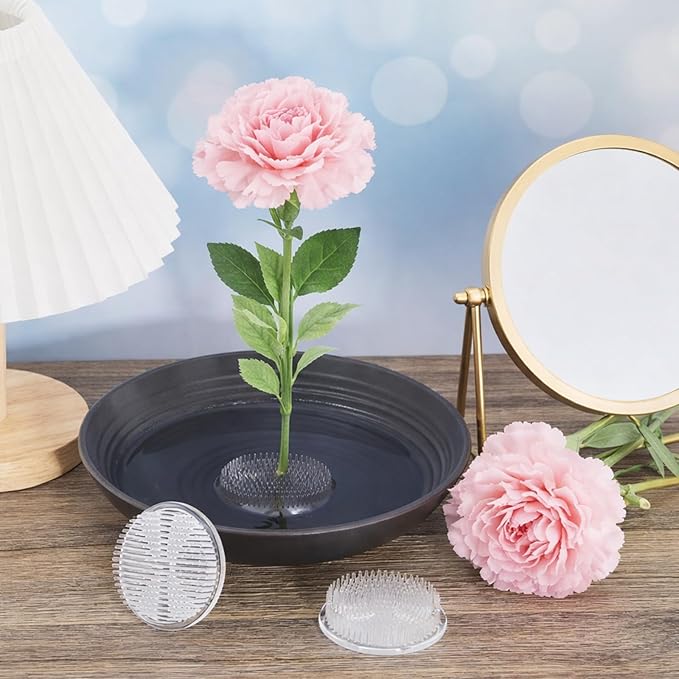 Waydress 4 Pcs 2.8 Inch Plastic Flower Frog Flower Pins Floral Frog for Arrangements Vase Japanese Ikebana Kenzan Floral Arrangement for Crafts Fixed Tools, Wedding Decor, Mother's Day Gifts (Clear)