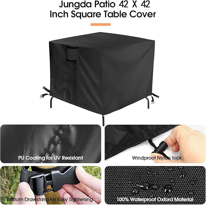 Outdoor Table Cover for Patio Bar Height Table, 42 Inch Square Outdoor Bistro High Top Table Cover, Waterproof Patio Furniture Covers for Small Tall Table - 42 X 42 X 28 Inch