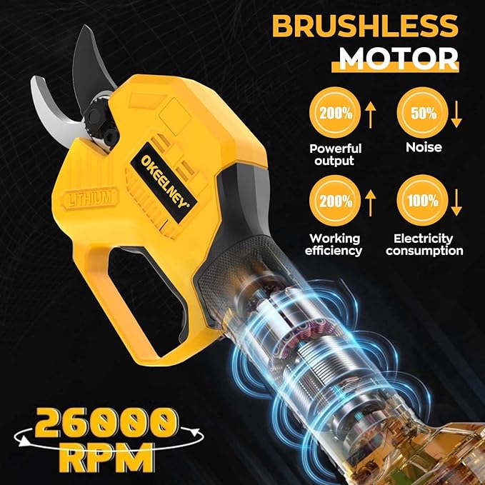 Electric Pruning Shears for DeWalt 20V Max Battery, Brushless Cordless Branch Cutter Pruner with 1.4 inch Cut Capacity for Tree trimming, Shrubs, Gardening - 1 YEAR WARRANTY