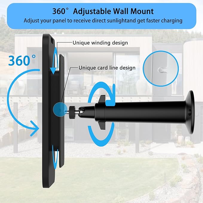 4W Solar Panel Charging Compatible with Blink 4th Gen/3rd Gen/XT/XT2 and SimpliSafe Camera,with 13.1ft Waterproof Charging Cable, IP65 Weatherproof,Includes Secure Wall Mount