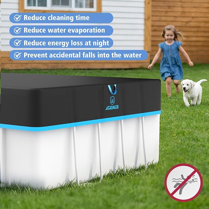 12x24 Ft Rectangle Pool Cover, Heavy Duty Winter Pool Cover Protector for Above Ground Pool, Fast Tightening Ratchet & Sturdy Nylon Black Strap, 420D Oxford Fabric for All Season Use