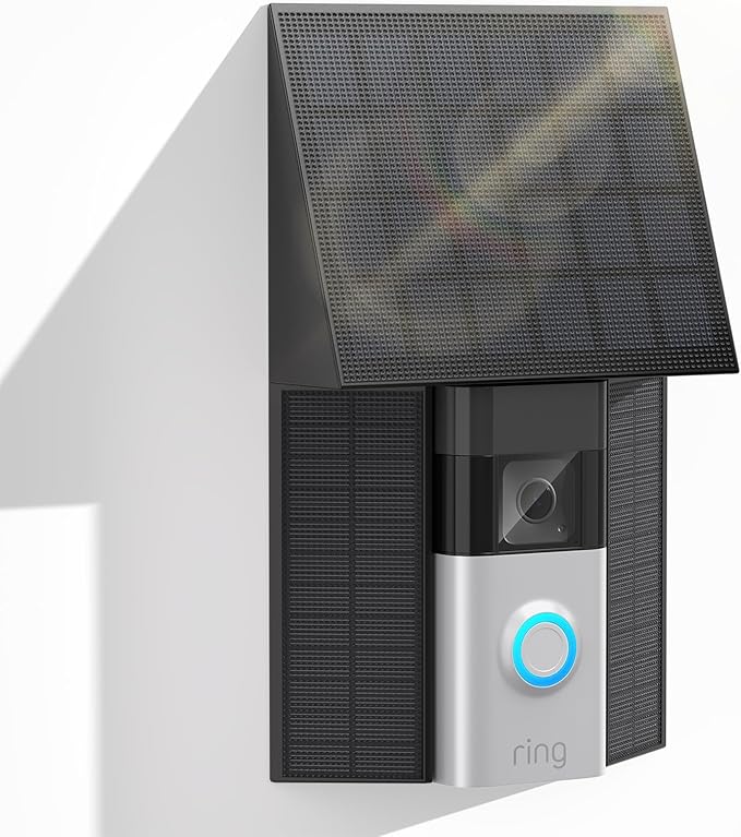 Solar Charger for Ring Battery Doorbells - Compatible with Video Doorbell 3/3 Plus/4, Battery Doorbell Plus/Pro, 2 Prong Port-1 Pack