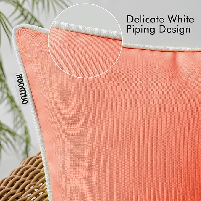 MIULEE Pack of 2 Outdoor Waterproof Pillow Covers Decorative Farmhouse Throw Pillow Covers Square Solid Color Couch Pillow Covers Spring for Patio Tent Bed Sofa Living Room 18x18 Inch Coral Red