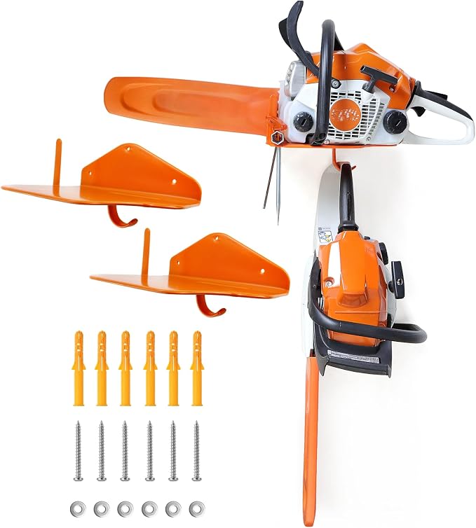 Chainsaw Holder, Chainsaw Wall Mount, Heavy Duty Chainsaw Mount Garage Storage Holder, 2 Pack Chainsaw Accessories Garage Organization Rack