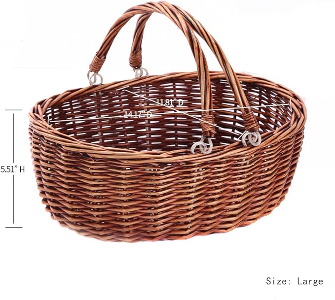Wicker Picnic Baskets with Handles.Kingwillow. (Brown)