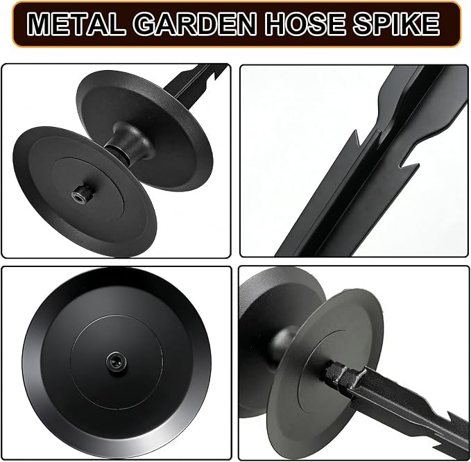 JMBay 8 PCS Garden Hose Guide Spike, Hose Guides for Garden Decorative, Heavy Duty Pure Metal Hose Guards for Garden, Rustproof Coated Garden Hose Stake for Yard Lawn, Durable Hose Roller Guide