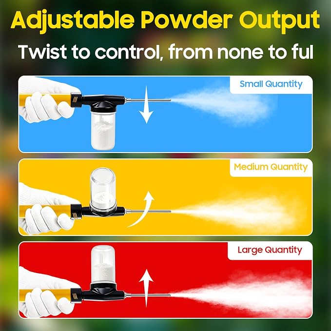 Diatomaceous Earth Duster, 【2026 Upgraded】 with Extended Reinforced Tube and Adjustable Spray Distance Up to 4 Inches.Pump Type Adjustable,Diatomaceous Earth Applicator.