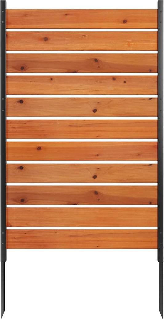Wood Privacy Screen,No Dig Outdoor Garden Fence,Great for Hiding Trash Cans and Air Conditioner,Decorative Patio Privacy Screen for Backyard,Balcony (Reddish Brown)