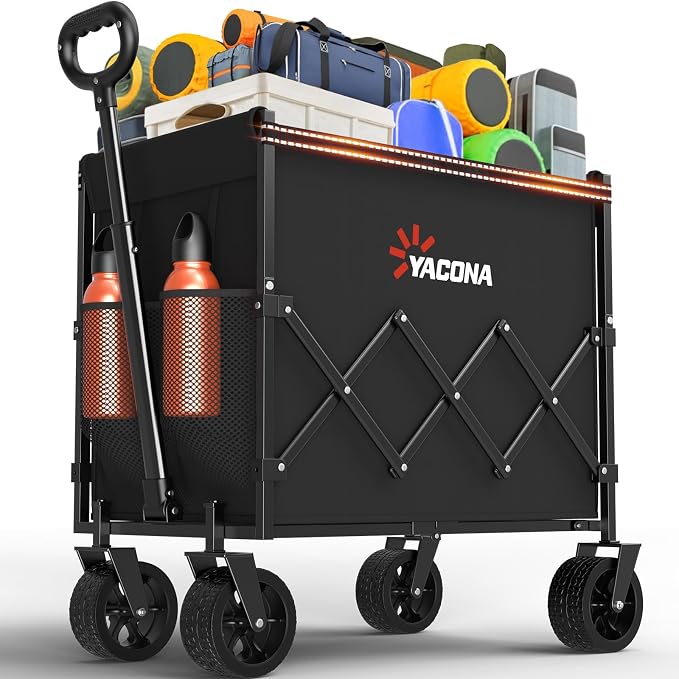 360LBS Wagons Carts Foldable, 240L Lightweight Wagon with All Terrain Wheels, Collapsible Wagon Cart for Grocery, Camping, Beach, Garden & Sports