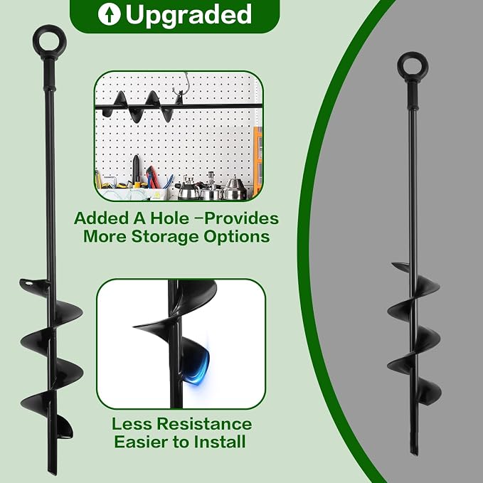 18-Inch Ground Anchors Screw in Heavy Duty, 4 Pack Shed Anchor Kit with Wrenches and Straps, High Wind Trampoline Anchors & Stakes for Swing Sets, Camping Tent, Carport, Plants, Mobile Home