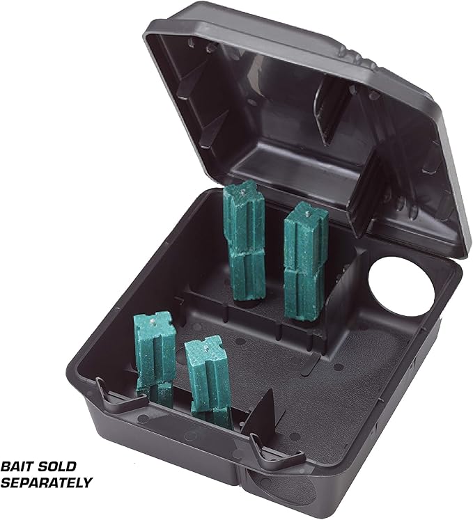 Tomcat Rodent Station, Includes 1 Rodent Station with 4 Bait Securing Rods and 1 Security Key - Fits Rat or Mouse Sized Traps (Baits & Traps Sold Separately) - Use Indoors or Outdoors (Pack of 4)