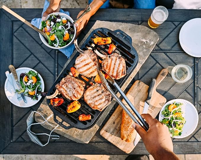Lodge Sportsman’s Pro Cast Iron Grill - Portable Charcoal Grill with Removable Grate & Dual Air Vents - Heavy-Duty Outdoor Cooking - 9 Inches x 16.75 Inches