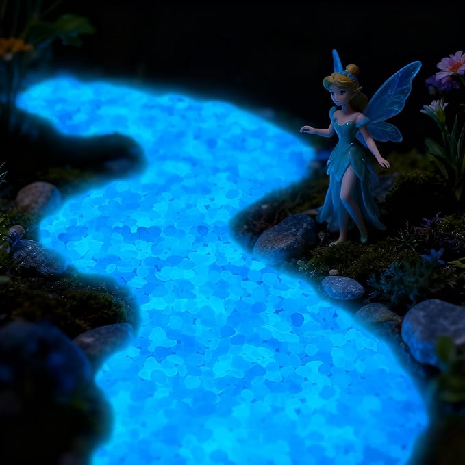 1800pcs Glow in the Dark Rocks for Outdoor Garden & Aquarium – White Luminous Stones for Landscaping, Pathway, Patio, Driveway, Walkway, Fish Tank, Plant Pots