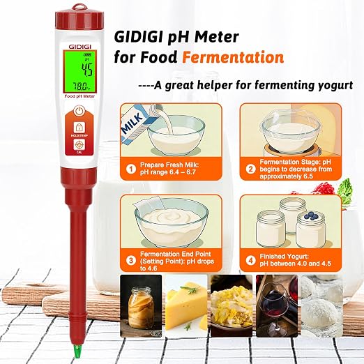 Food pH Meter Spear Tip Digital pH Test Pen for Sourdough Bread Fermentation Acidity Tester pH Tester for Cheese Hot Sauce Kombucha Wine Meat Saliva Cosmetic Honey, 1 Replaceable 5.5in pH Probe | Spear Tip