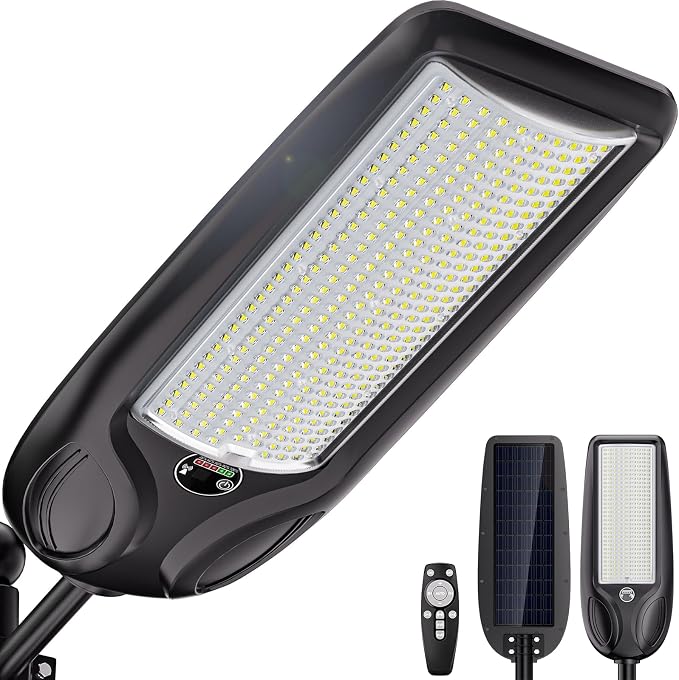 10000W Solar Street Lights Outdoor, Heavy Duty Solar Powered LED Flood Light Outside, Commercial Parking Lot Lighting Dusk to Dawn, Motion Sensor with Remote Waterproof for Garage, Pathway