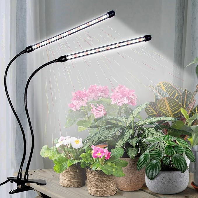 LEOTER Grow Lights for Indoor Plants - 84 LED Full Spectrum Clip Plant Growing Light (2 Heads Light)