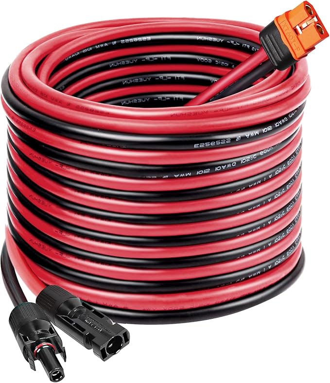 MOOKEERF Solar to XT60i Cable 10AWG 30FT Solar Panel to XT60i Adapter Connector XT60i-F Extension Cable for Portable Power Station Solar Generator