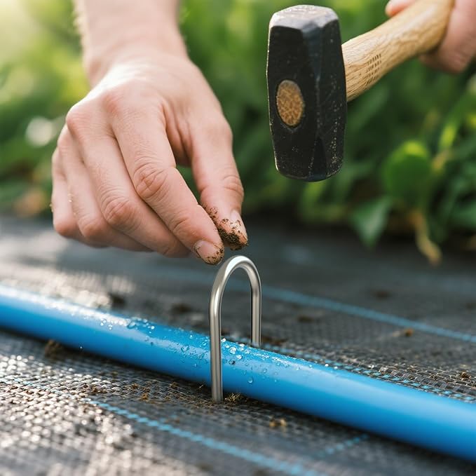 MySit 6 Inch 24 Pack U Shaped Garden Stakes, Heavy Duty 11 Gauge Galvanized Drip Irrigation Stakes Landscape Staples for 1/2" to 1" Soaker Hose, Weed Barrier, Yard Decorations, Fencing