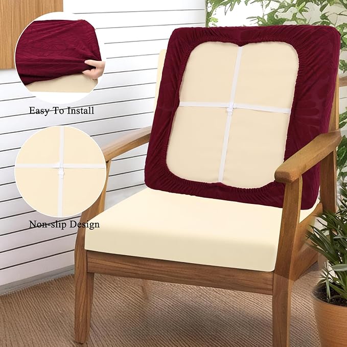 HEBE Stretch Patio Cushion Covers Set 8pcs,Waterproof Outdoor Couch Covers Replacement,Washable Reusable Seat Cushion Slipcovers for Patio Furniture Protector,Chair Cushion Cover
