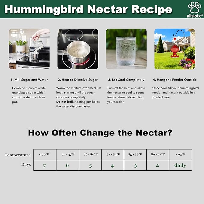 Glass Hummingbird Feeder for Outdoors Hanging, 38 oz Nectar Capacity, 6 Feeding Ports, Leak-Proof Rust-Free Plastic Base, Easy to Refill & Clean, Decorative Red Glass Bird Feeder for Garden Patio