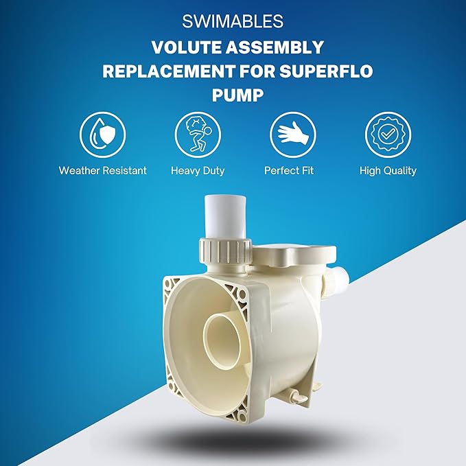 Swimables Volute Assembly Compatible with Superflo Pentair Pool Pump 353010 | Includes Lid, Locking Ring, Basket, Pot Screws, Unions and Housing | Works on All Superflo's 0.5 HP - 2 HP Including VS's