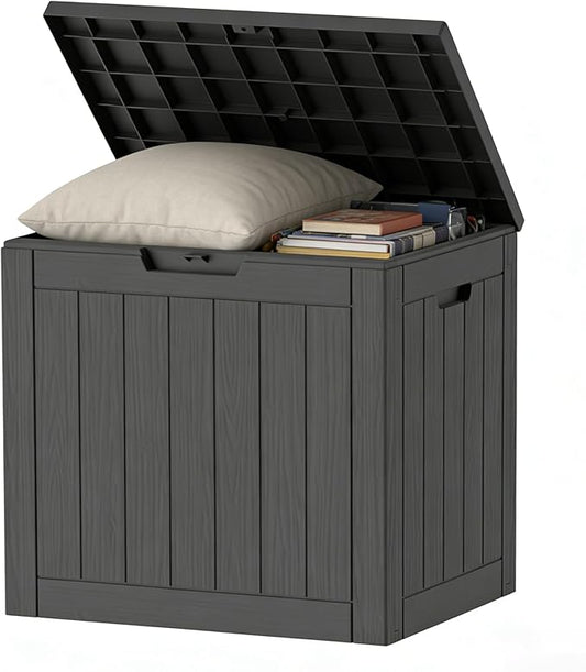 35 Gallon Resin Deck Box All Weather Outdoor Storage Box for Patio Furniture, Garden Tools, Lockable, Black