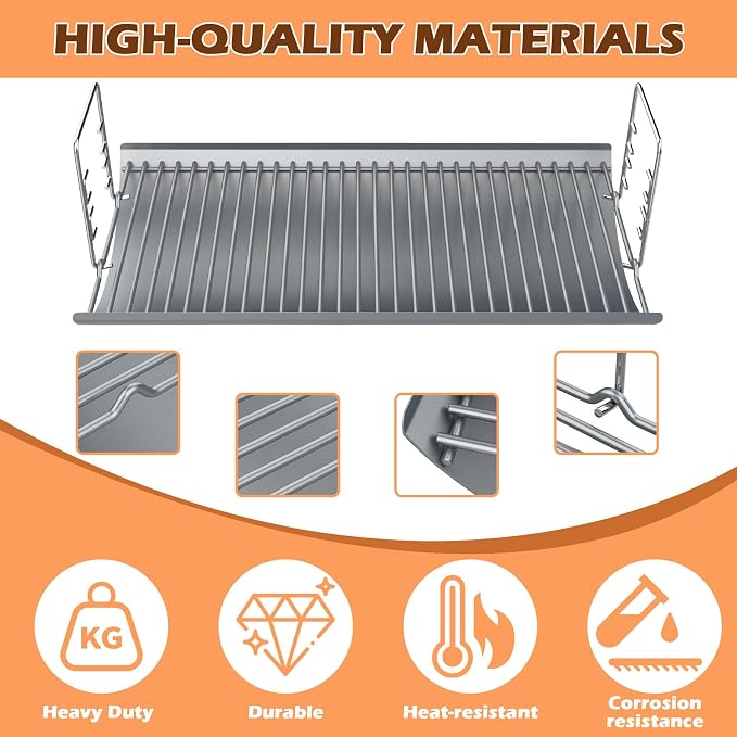 Grill Grates and Ash Pan with Hanger Kits Replacement Parts for Char Griller 1324, 1329, 2727, 2929, 1224, 2828, E1224, 200048, 1321, 2222, 2121 Charcoal Grill, Grill Parts for Charbroil 17302056