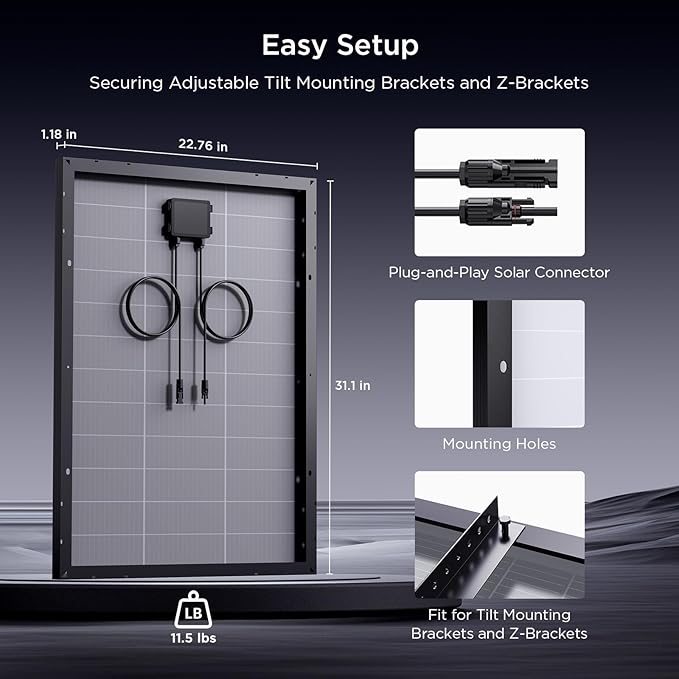 N-Type 100W 12V Solar Panel, 8-Pack (800W Total), 25% High-Efficiency Compact 16BB Monocrystalline Solar Panels for RV, Off-Grid, Cabin & Home Backup Power