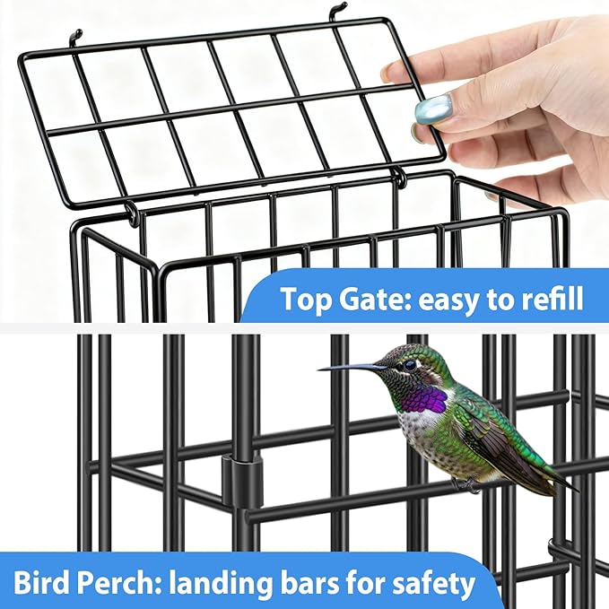 Reusable Metal Nest Material Holder, Metal Cage for Bird Nesting Supplies - Bird Nest Material Dispenser Holds Cotton, Twigs & Pet Fur (Capacity for 5 Bird Families)