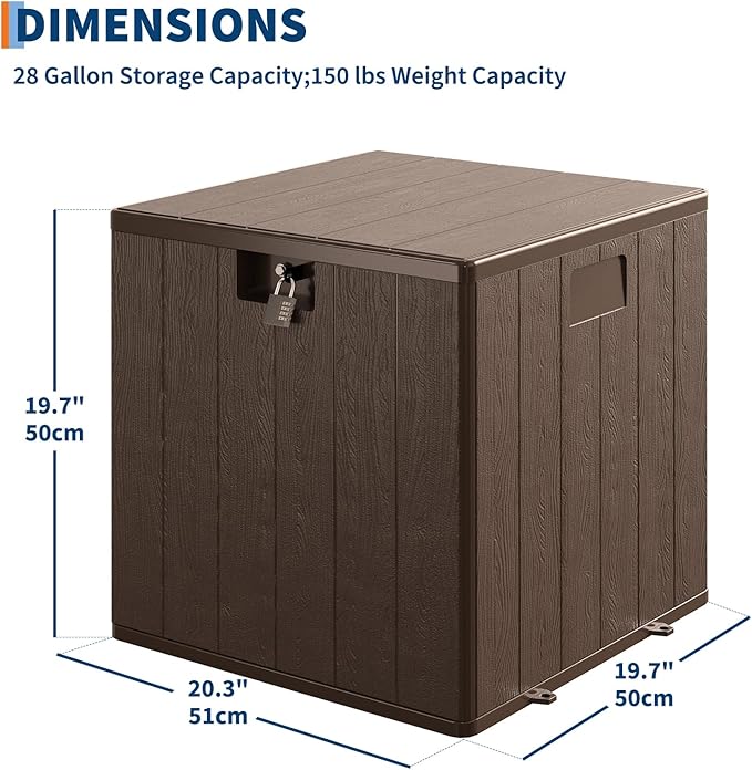 80 Gallon Resin Deck Box, Large Waterproof Outdoor Storage Box with Lockable Lid & UV Resistant, Storage Container for Patio Furniture Cushions, Garden, Backyard, and Poolside，Brown