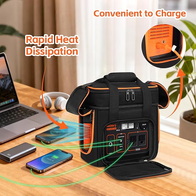 Portable Carrying Case Compatible with Jackery Explorer 300/300 plus/240/240 v2/290/160, Flip-top Design, Double-Layer Soft Power Station Storage Bag for Accessories/Charging Cable/Solar Generator