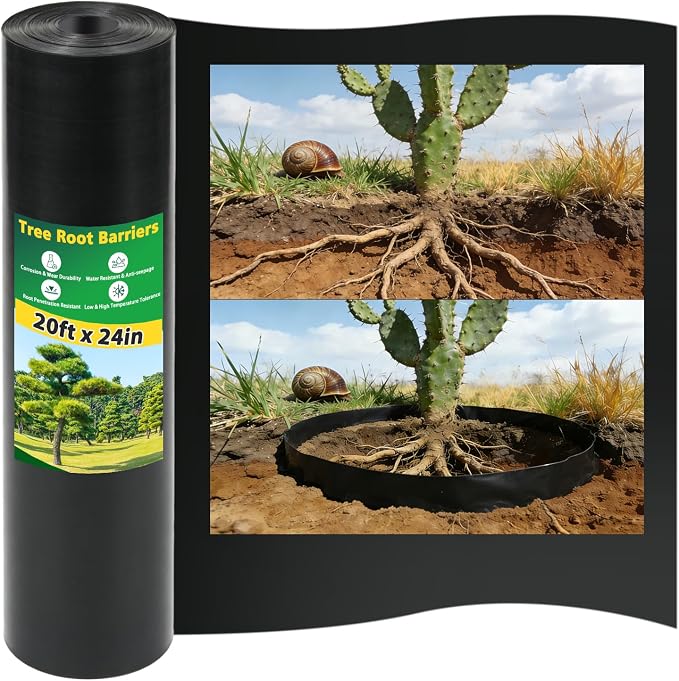 West Bay 20ft x 24in x 60mil Tree Root Barrier, Heavy-Duty Bamboo Root Barrier Weed Blocker for Landscape Tree Ring Edging Garden Borders Driveway and Sidewalk Protection Roads