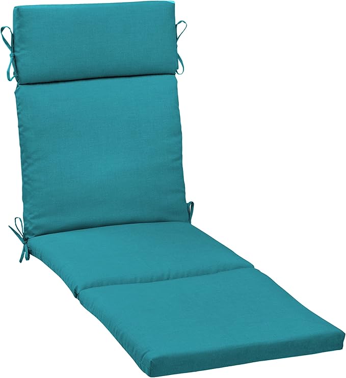 Arden Outdoor Chaise Cushion, 21 in x 72 in, Weather-Proof, Rain-Proof, Fade Resistant Patio Cushion for Chaise Lounger Lake Blue Leala