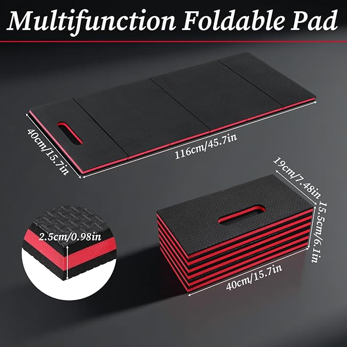 Ptwola Foldable EVA Mat with Carrying Handle, 2.5cm Thick Foam Cushion Kneeling Pad High Density Water Resistant Anti Slip Knee Mat for Workout Exercise Mechanic Garages Picnics Gardening Camping Gym