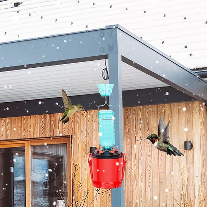 Hummingbird Feeder Heater Outdoors, Bird Feeder Hearth Warmer Attaches to Feeder Bottom, Hummingbird Nectar Warmer for Garden Patio Yard in Freezing Weather (Red)
