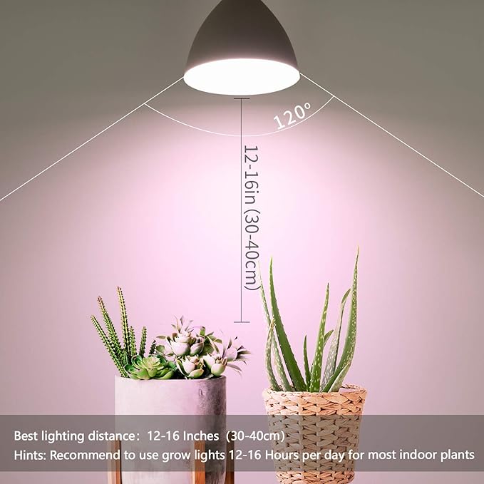LED Grow Light Bulbs, Sun Mode Auto Dimming, 4500K, A19/A60 E26/E27 9W Full Spectrum Grow Bulbs for Indoor Plants, 2 Pack