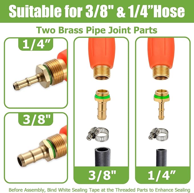 Replacement Pump Sprayer Wand, 2 Pack 29 Inch All Metal Spray Wand for Tank Sprayer with Stainless Steel Extension Tubes, 1/4" 3/8" Brass Barbs Joint Parts for Weed Lawn Plants Careing