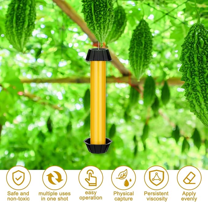 Qualirey 8 Pcs Sticky Fly Trap Fly Stick Indoor Outdoor Long Lasting Hanging Flies Bug Catcher Paper Tape Strips with Hook for Wasps Gnats Bug Insects Fruit Flies Mosquitoes (Stylish-1,Yellow)