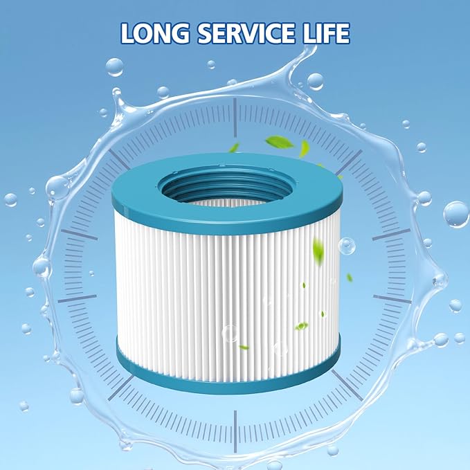LINNIW Spa Hot Tub Filter Replacement: Compatible with All RELXTIME ALEKO Wejoy Co-z Spa Wave Spas CleverSpa Inflatable Hot Tubs Pool High-Efficiency Screw-in Filters(4 Filters + 4 Filter Covers)