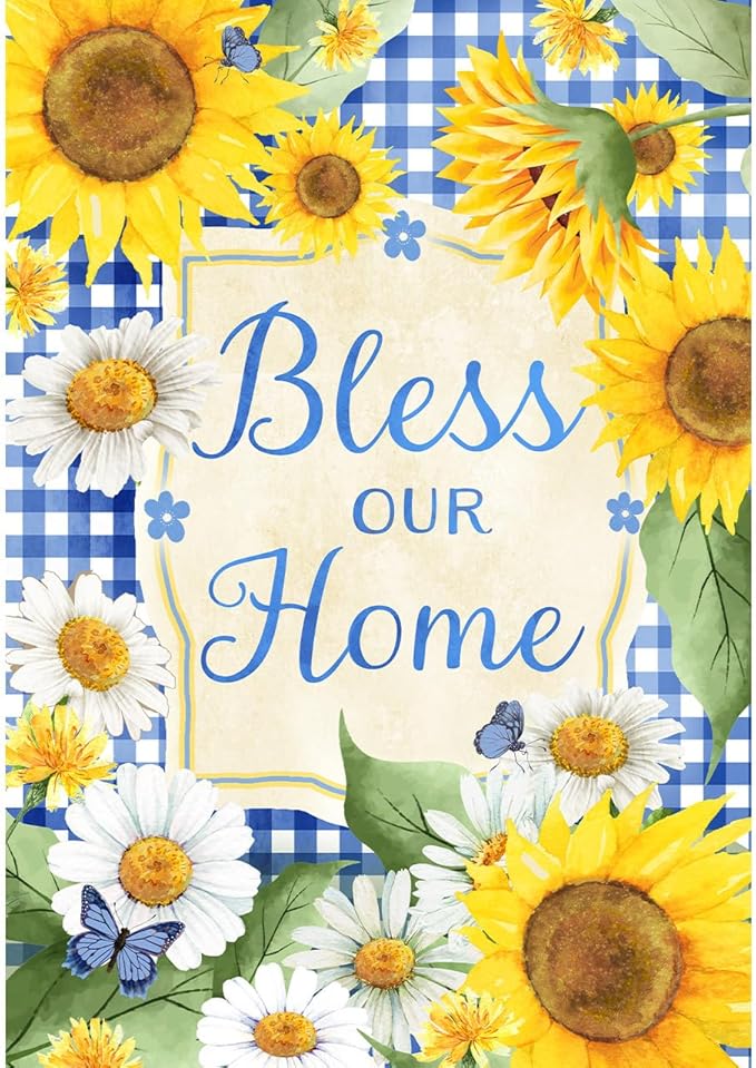 Briarwood Lane Bless This Home Floral House Flag