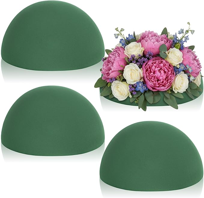 Hpmjz 4 PCS Floral Foam Blocks, 7.5 Inch Green Half Balls Large Round Dry & Wet Flower Foam for Fresh and Artificial Flower Plant Arrangements Craft Supplies Wedding Birthday Home Garden Decor