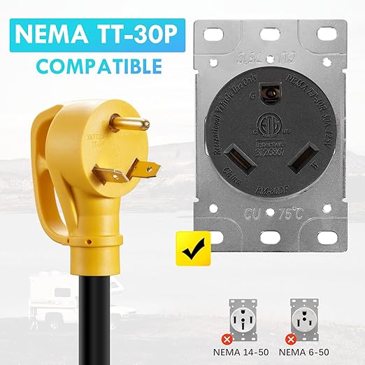 50 Amp to 20 Amp 110V RV Distribution Adapter,NEMA 14-50P to 4 X 5-20R/15R RV 4-Prong to Mutiple Household Outlet w/ 20Amp Circuit Breaker RV Generator Distribution Cord (TT-30P-4 X 5-20R/15R)