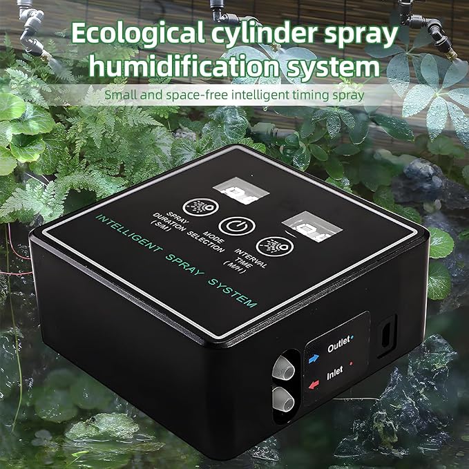 Yosoo Automatic Reptile,Fogger with Touchscreen Controller 360 Rotation Fog Nozzle for Plant Humidification with Intelligent Timing and Auto Cycle (10m 4 Nozzles)