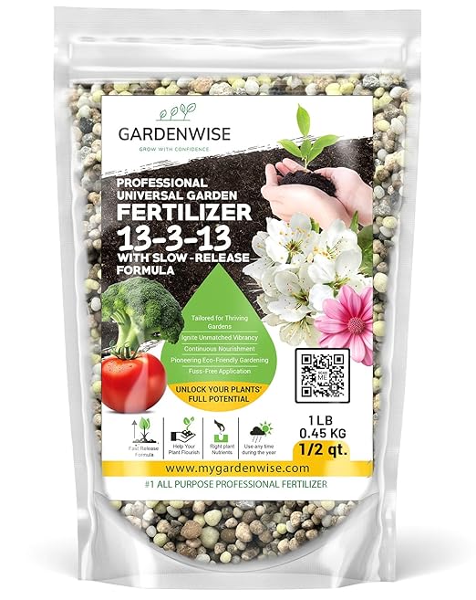 Gardenwise Professional Universal Garden Fertilizer 13-3-13 with Slow-Release Formula (0.5 Quart)