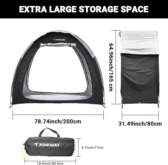 Himiway Bike Storage Shed Tent with Double Doors for 2 Bikes PU4000 Silver Coated Waterproof Anti-Dust 210D Oxford Fabric Portable Foldable Outdoor Bicycle Cover Shelter Carry Bag for Home Garden