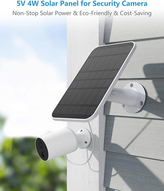 Solar Panel Charger Compatible with Eufycam 3/3C/2C/2C Pro/E40/E20/2/2 Pro/E/L20/L40/Solo/SoloCam Spotlight, 5W Solar Panel for Eufy Camera, Micro USB & USB-C Port, 9.8ft Cable, P65 Waterproof, 1 Pack