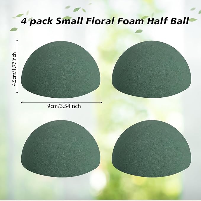 LOKIPA 4 Pack Small Floral Foam Half Ball, Floral Foam Round Half Ball Floral Foam for Artificial Plant Floral Arrangement Wedding Garden Decorations(3.54x1.77inch)