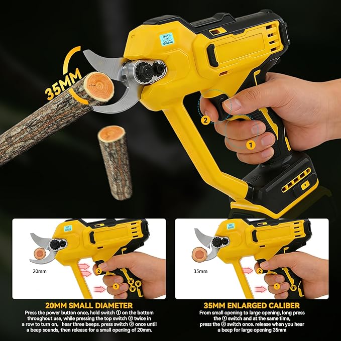 Cordless Electric Pruning Shears Compatible with De-W-alt 20V MAX Batteries (Tool Only), 2 Inch 600W Brushless Motor, SK5 Blades, LCD Display, Auto Sleep Mode,Replacement Blades Included