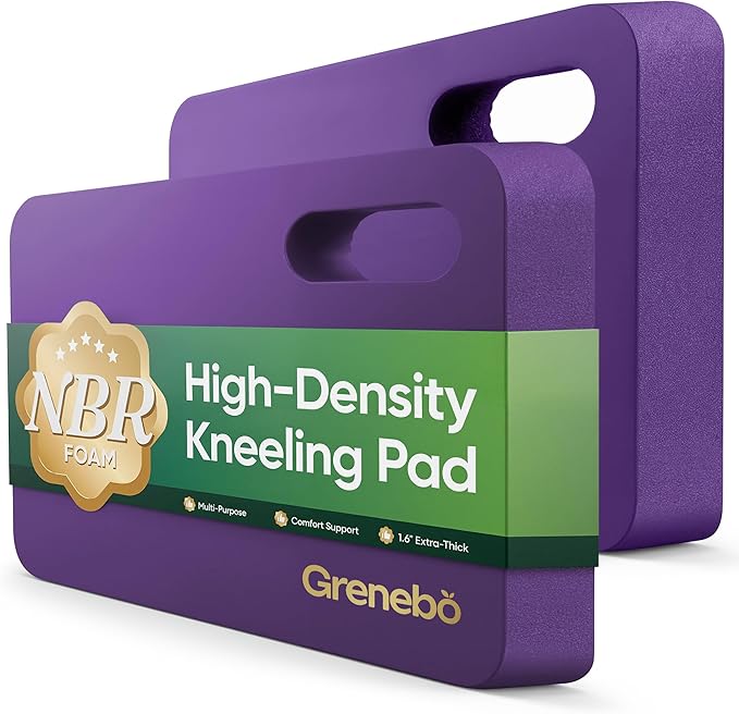 Grenebo 2-Pack 1.6" Extra Thick NBR Foam Garden Kneeling Pads, Ultra Soft Cushion Kneeling Pads for Gardening, Gardening Kneeling Pad for Baby Bathing, Work, Exercise, 17.3×11×1.6 in, Purple